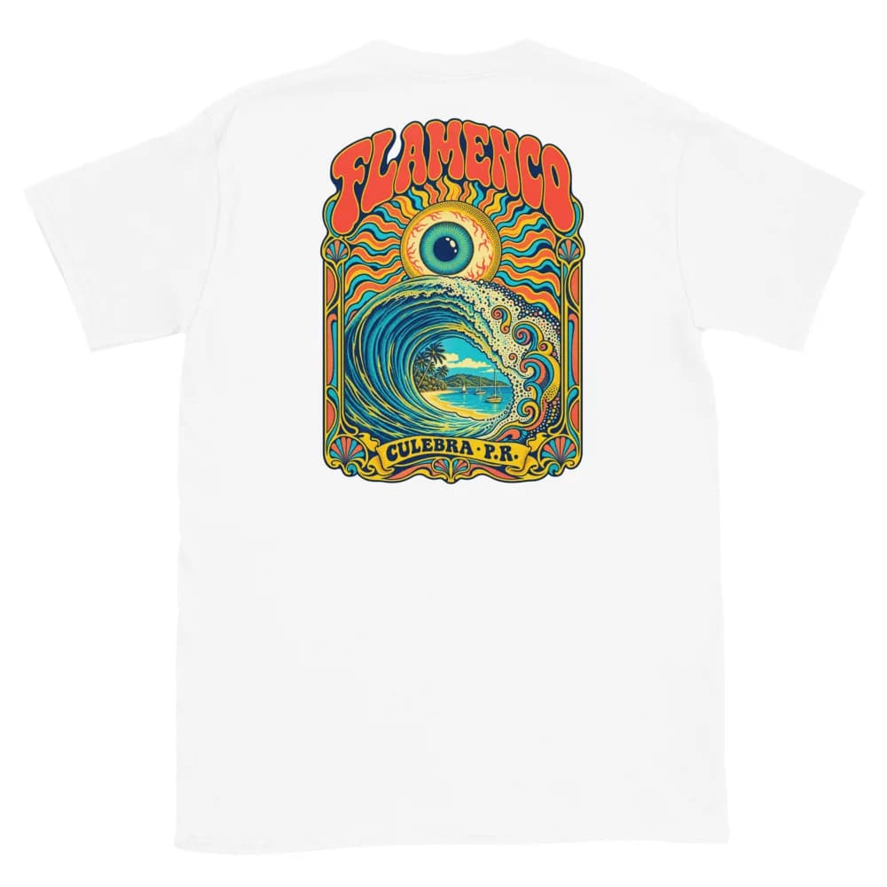 Flamenco Psychedelic Wave Tee thumbnail, White (back)