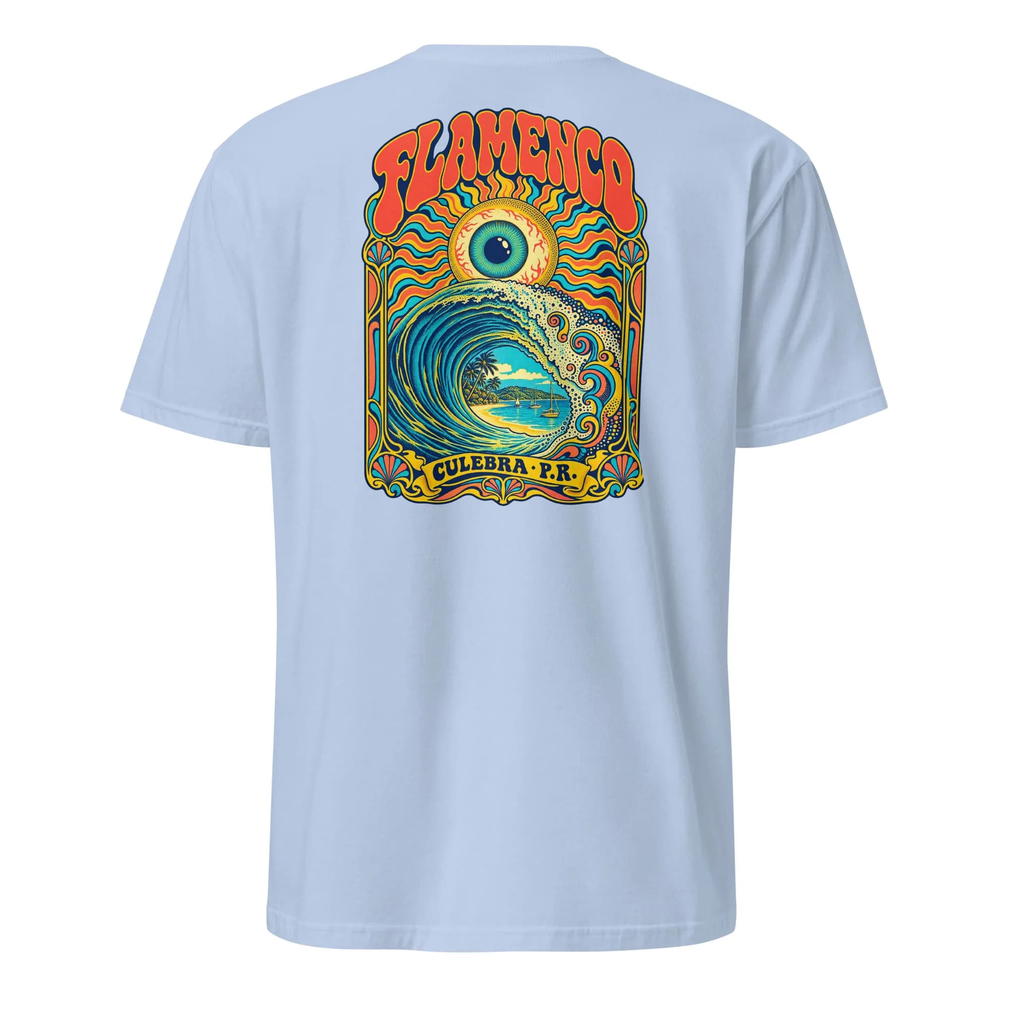 Flamenco Psychedelic Wave Tee thumbnail, Light Blue