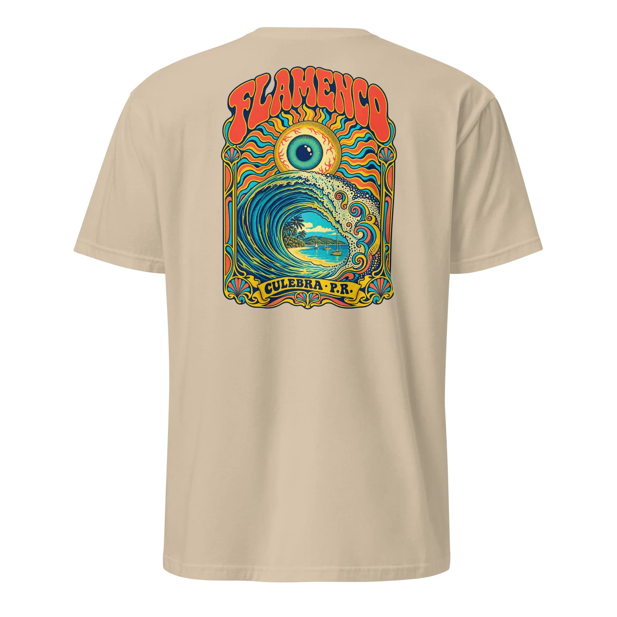 Flamenco Psychedelic Wave Tee thumbnail, Sand