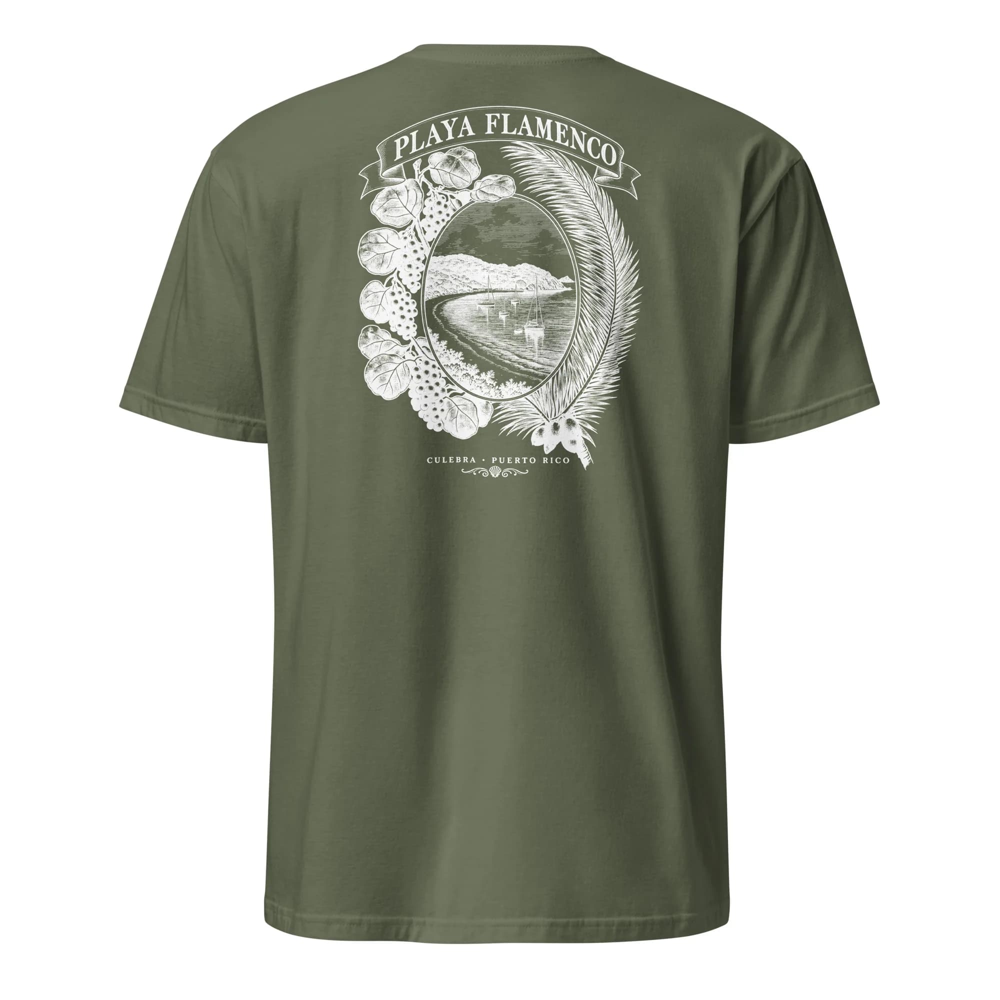 Playa Flamenco Botanical Tee thumbnail, Military Green