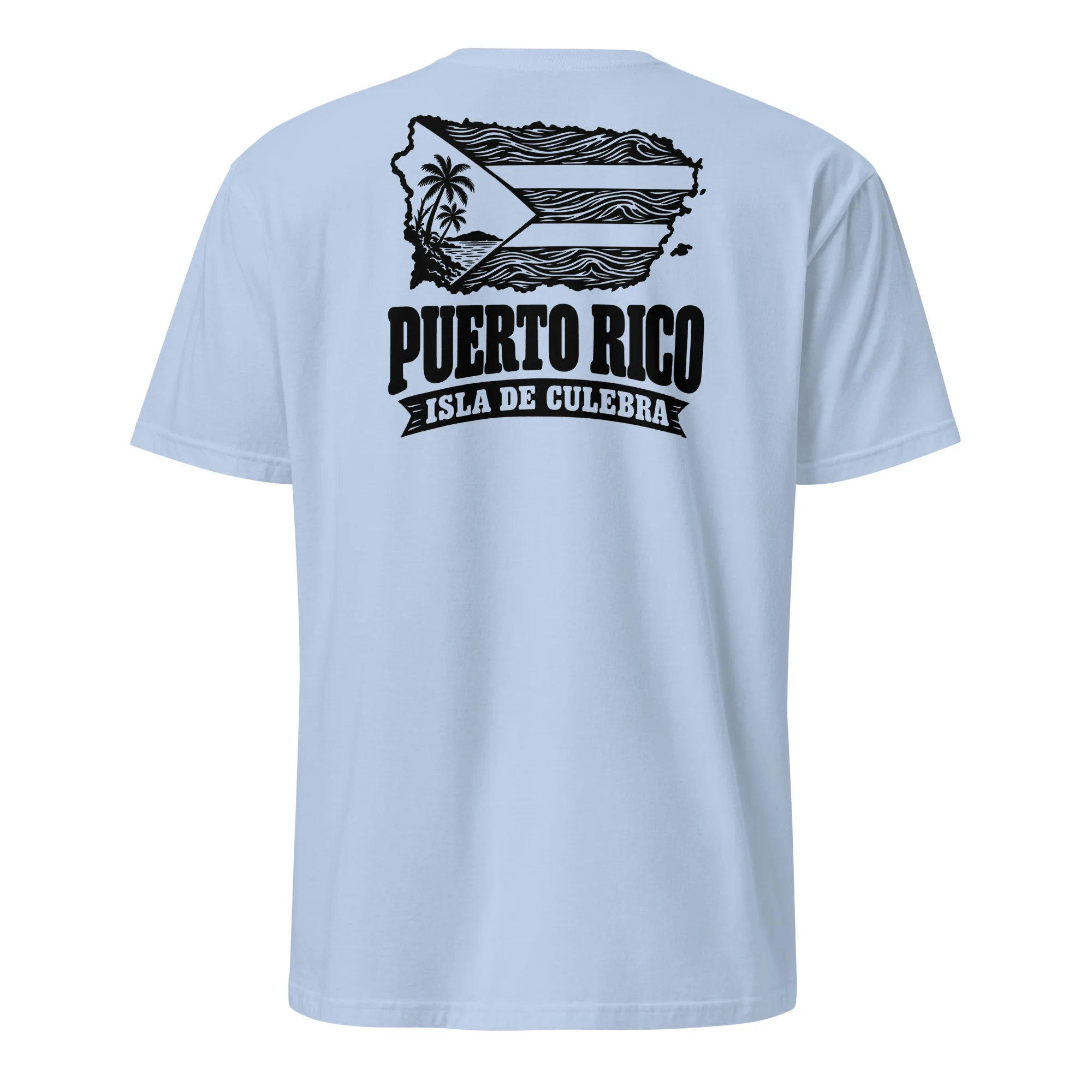Puerto Rico Flag Stencil Tee thumbnail, Light Blue