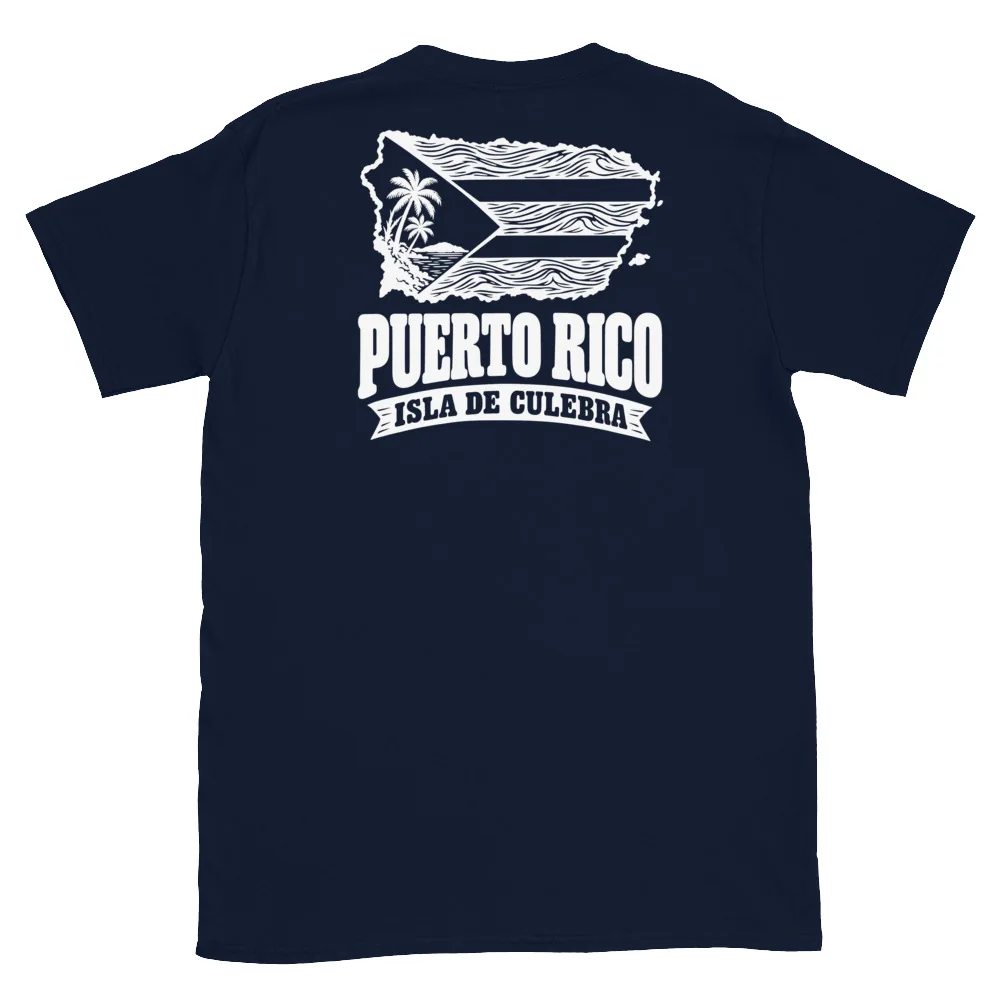 Puerto Rico Flag Stencil Tee thumbnail, Navy (back)