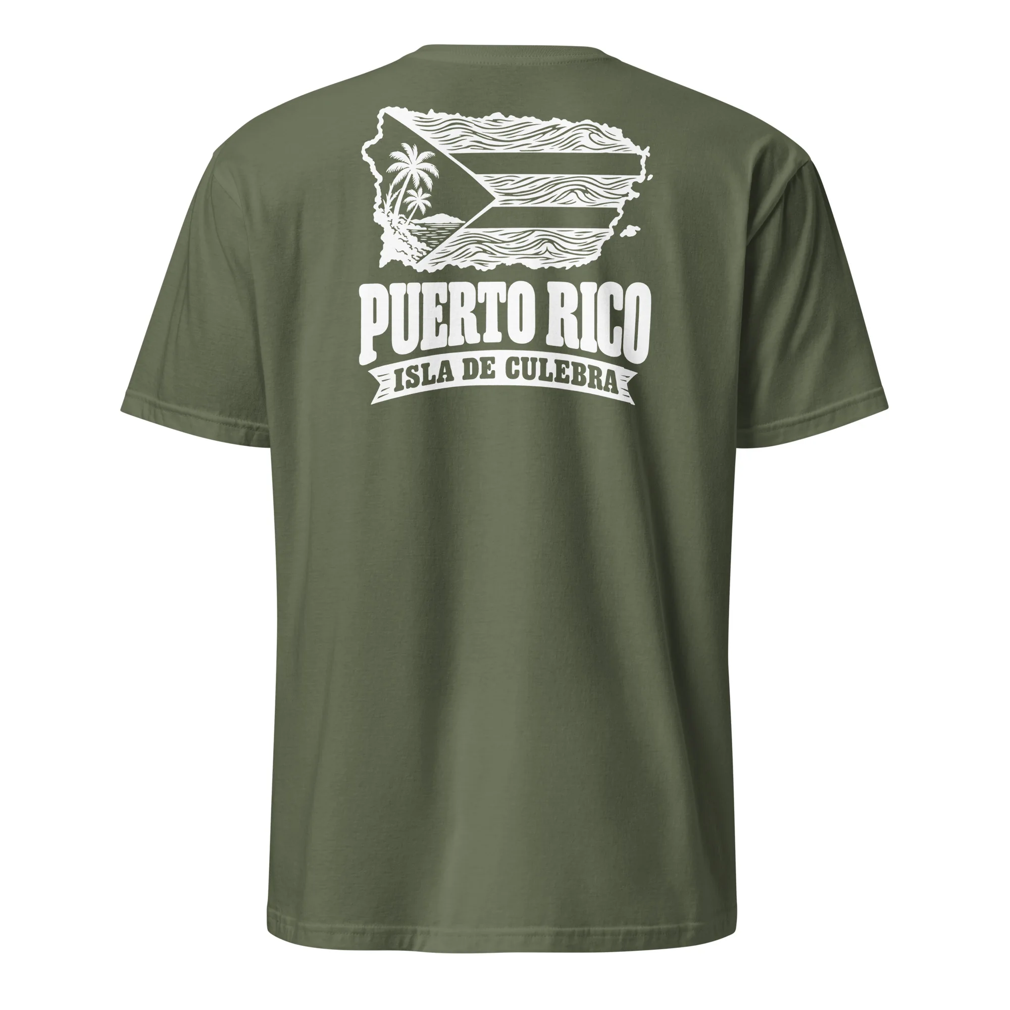 Puerto Rico Flag Stencil Tee thumbnail, Military Green