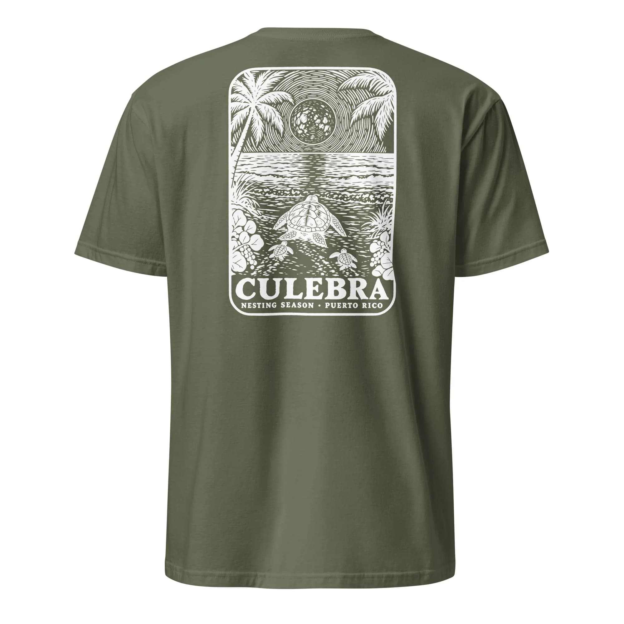Culebra Turtle Nesting Moon Tee thumbnail, Military Green