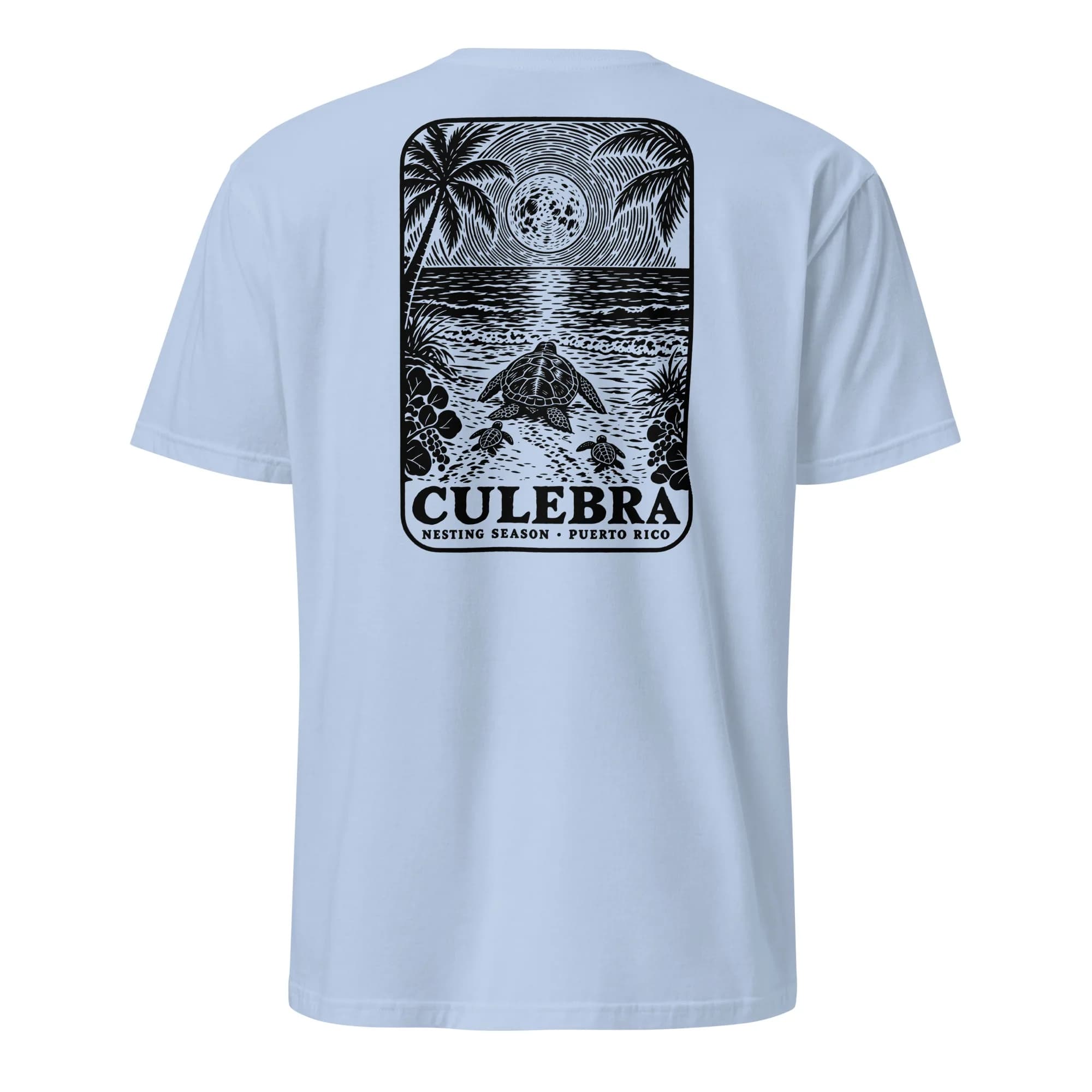 Culebra Turtle Nesting Moon Tee thumbnail, Light Blue