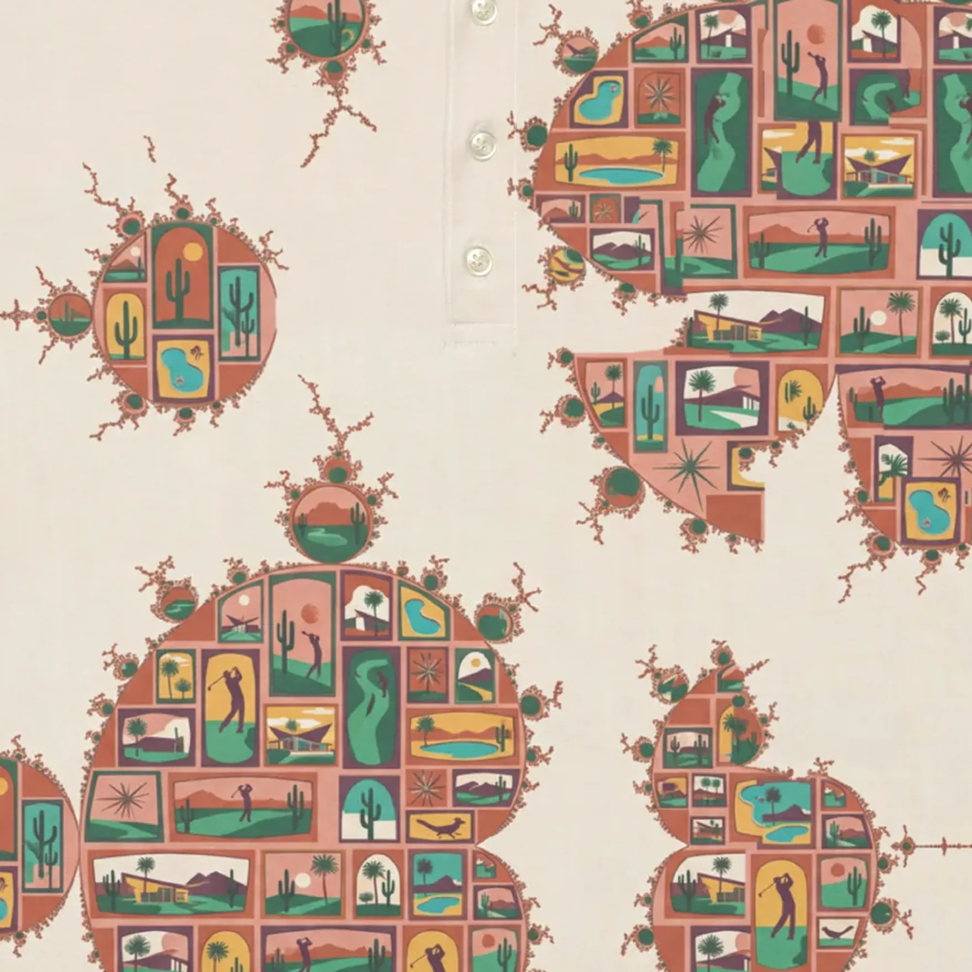 Desert Mandelbrot Golf Polo thumbnail, Detail