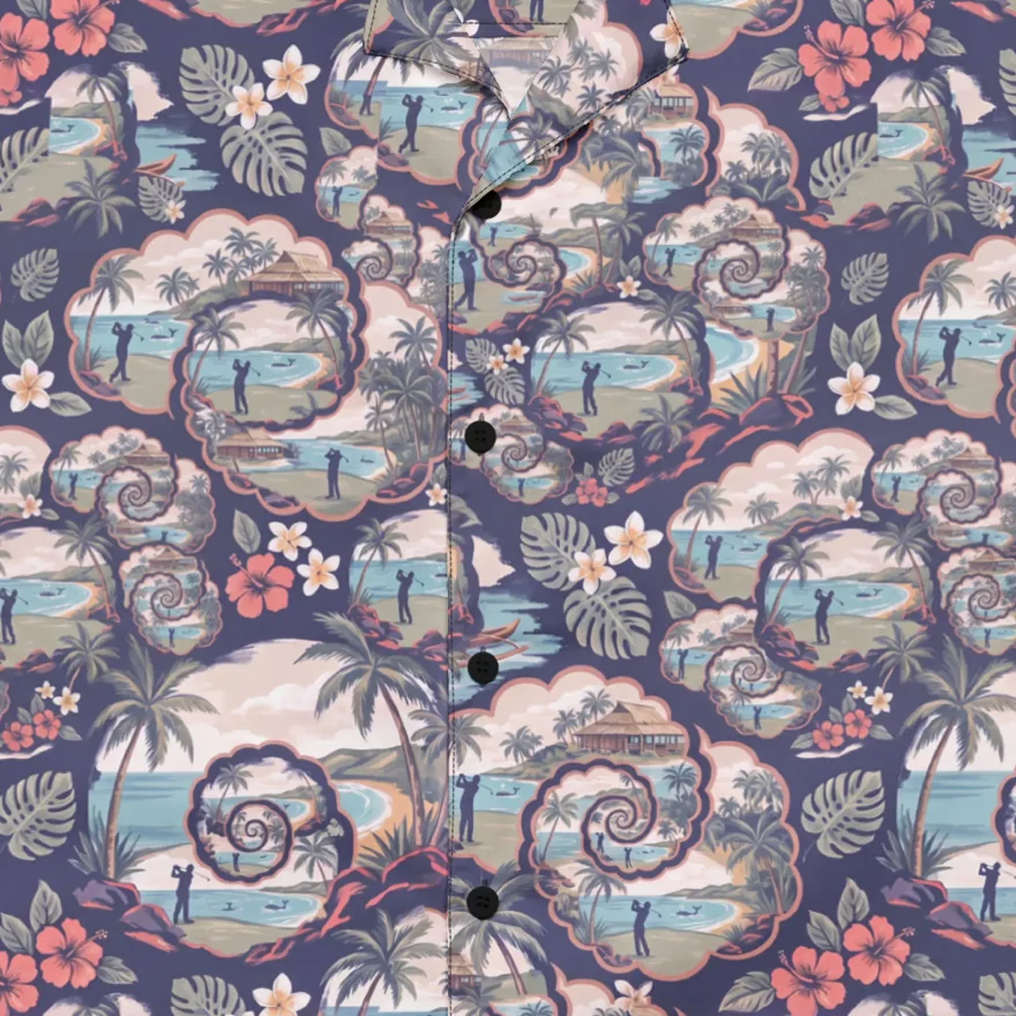 Kapalua Fractal Windows Golf Button Shirt thumbnail, Detail