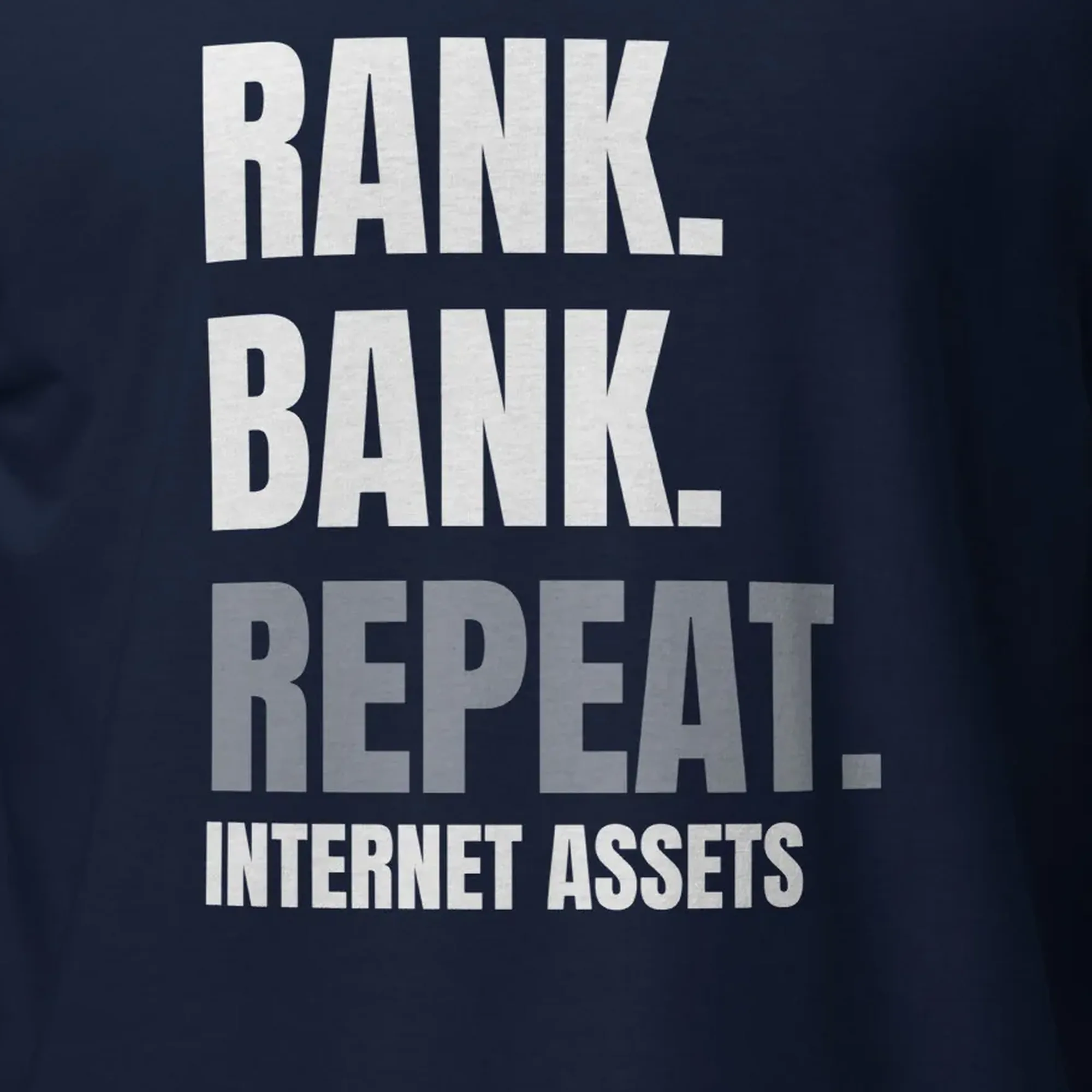 INTERNET ASSETS Build. Rank. Bank. Repeat. Tee thumbnail, Detail