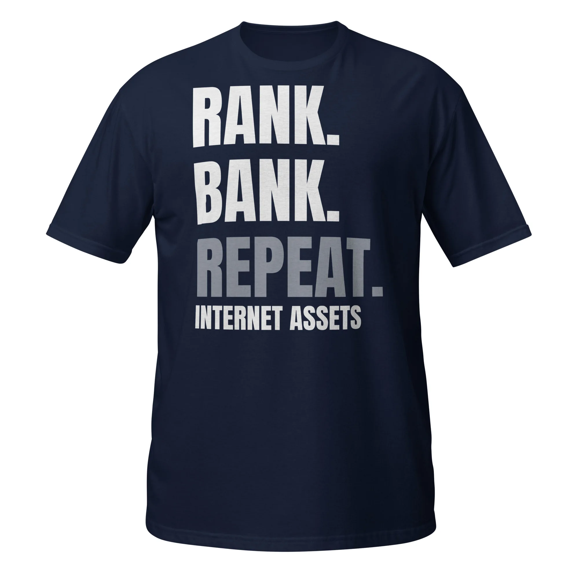 INTERNET ASSETS Rank. Bank. Repeat. Tee — Navy