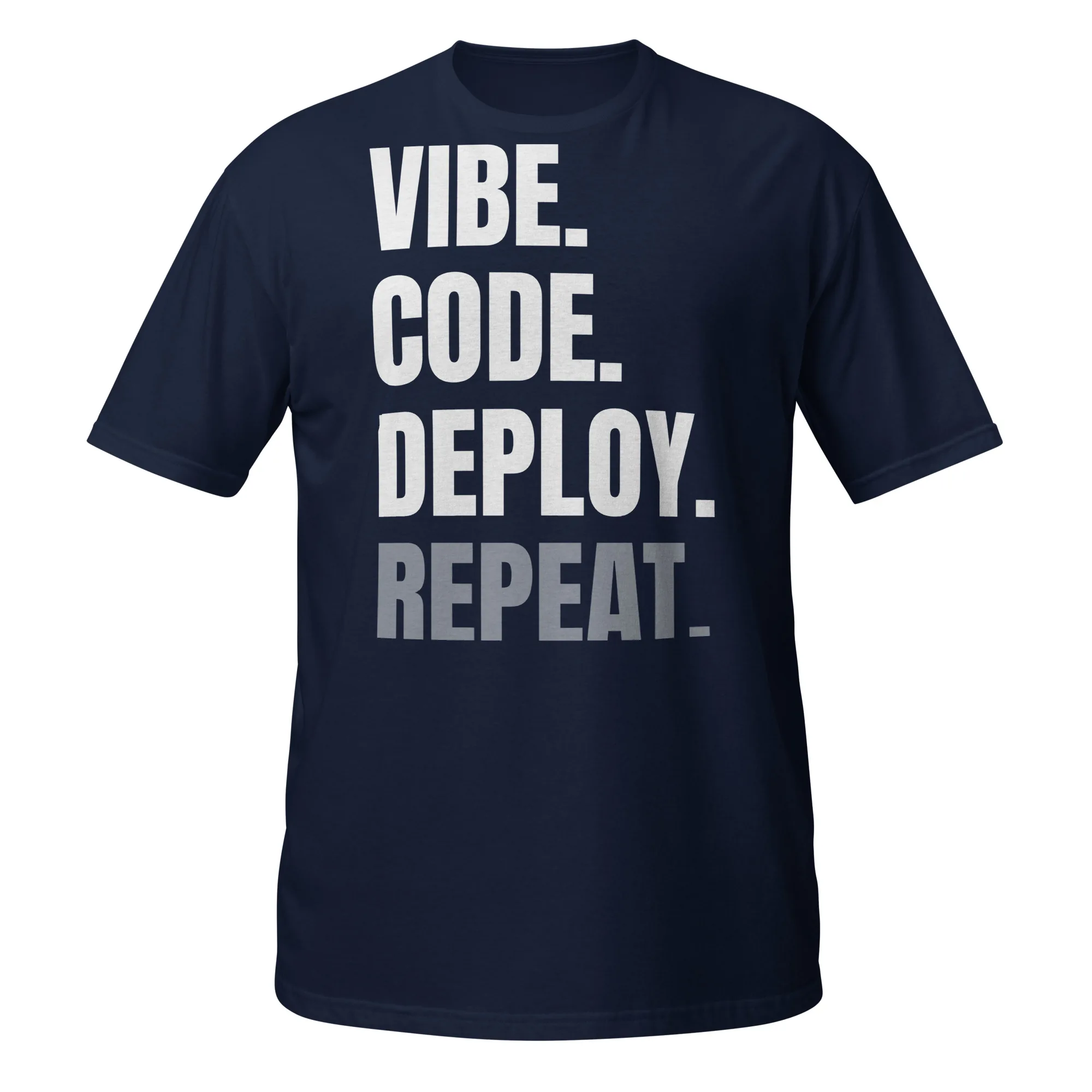 INTERNET ASSETS Vibe. Code. Deploy. Repeat. Tee — Navy