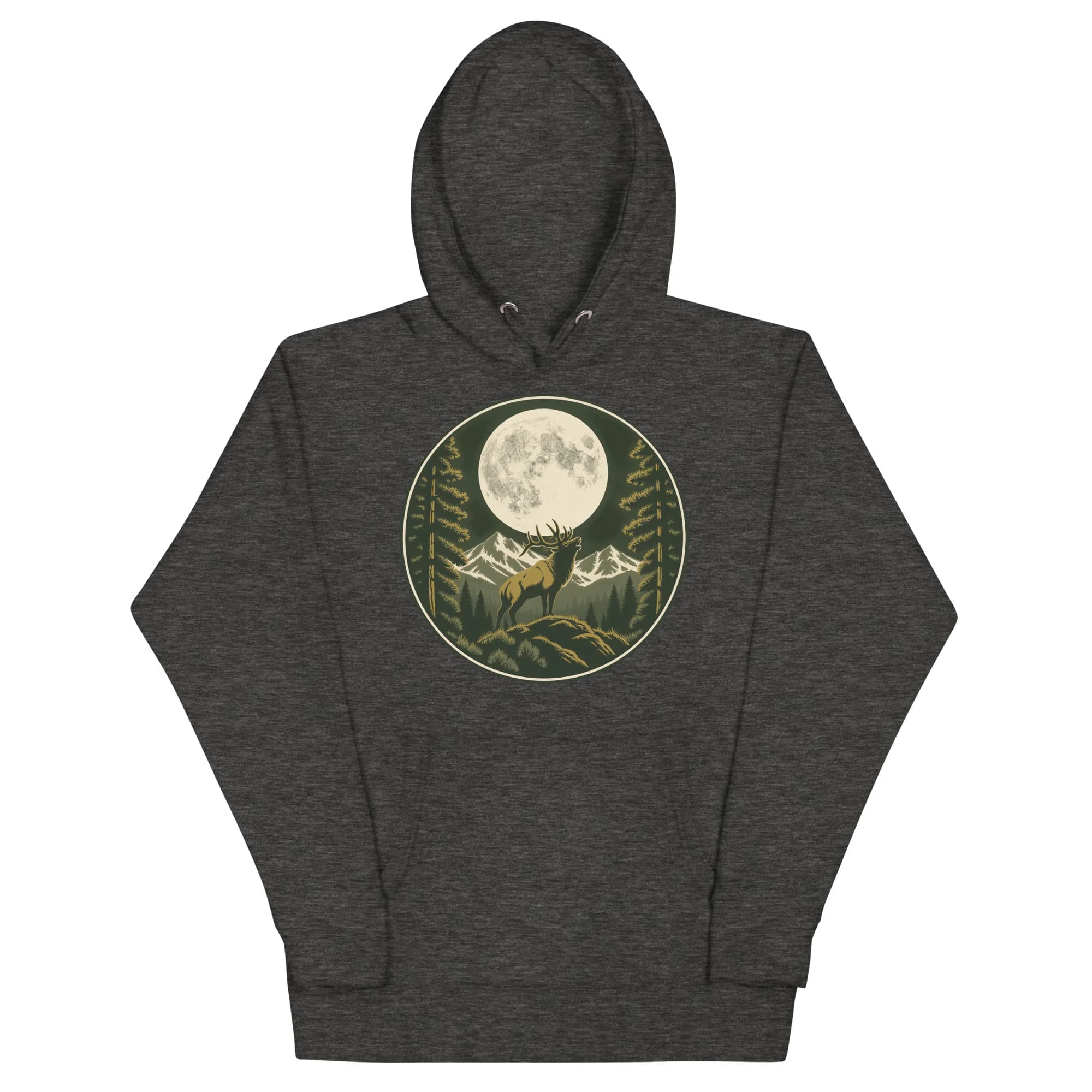 MTN High Hunter's Moon Badge Premium Pullover Hoodie thumbnail, Charcoal Heather