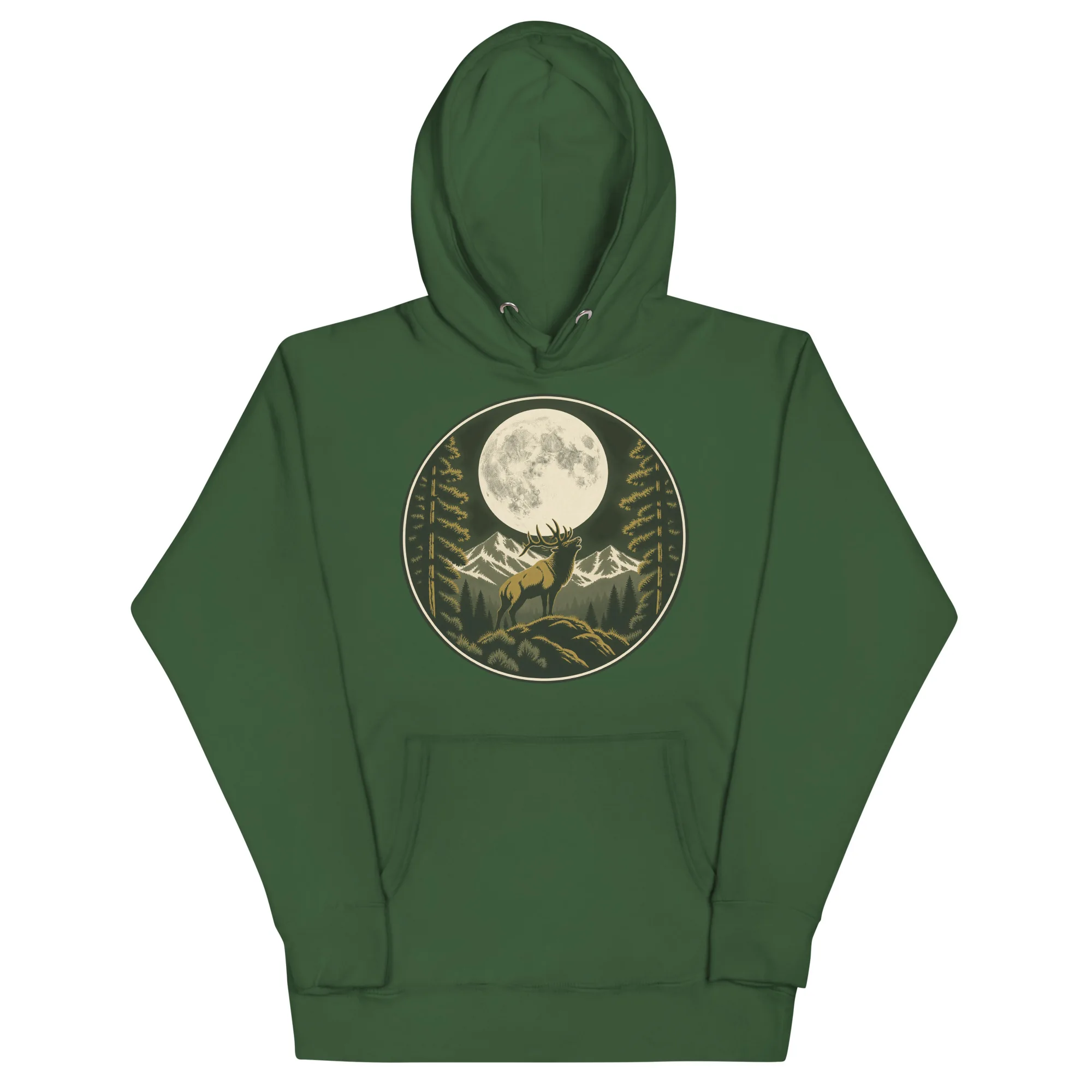 MTN High Hunter's Moon Badge Premium Pullover Hoodie thumbnail, Forest Green