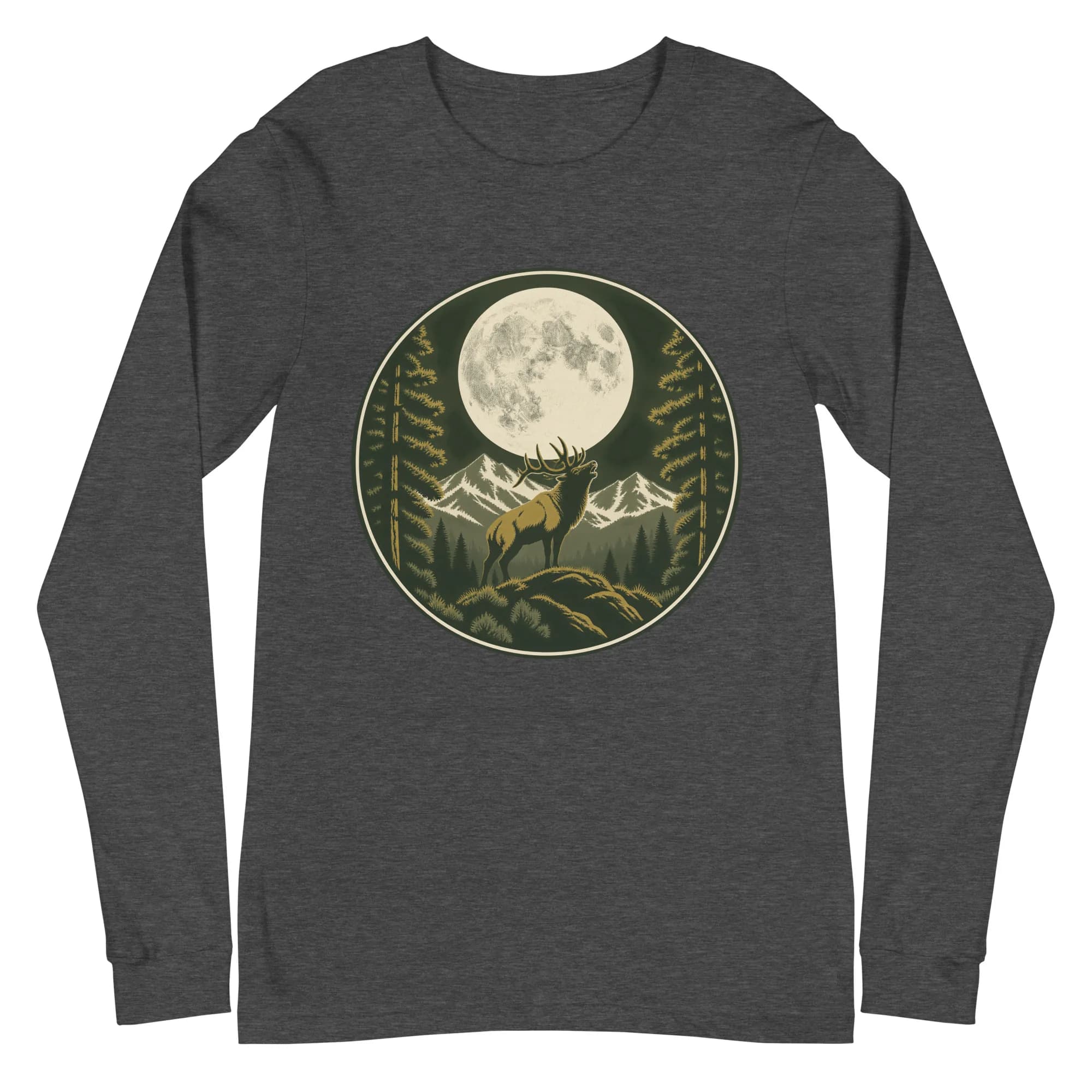 MTN High Hunter's Moon Badge Long Sleeve Tee thumbnail, Dark Grey Heather