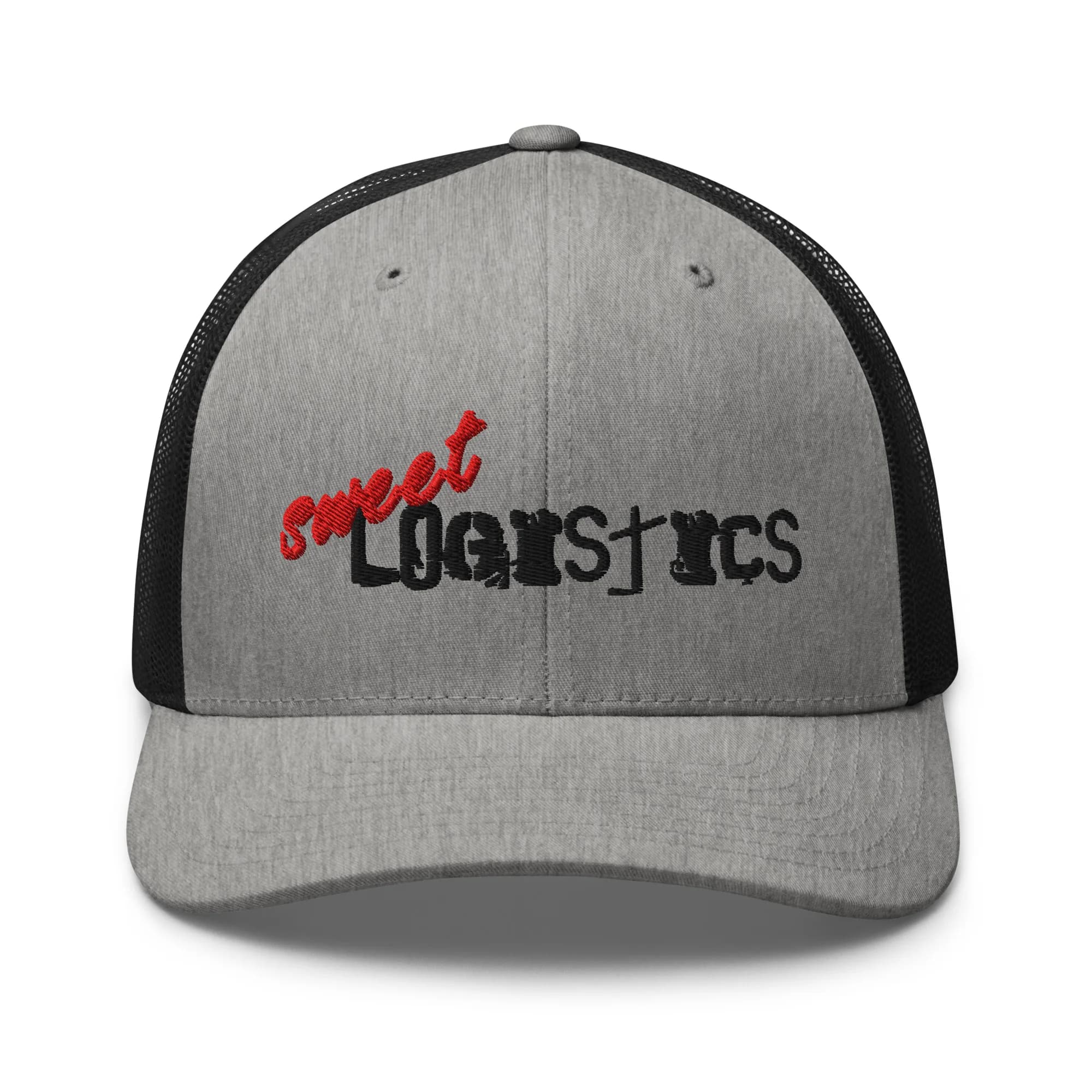 Sweet Logistics Embroidered Trucker Hat thumbnail, Heather/ Black