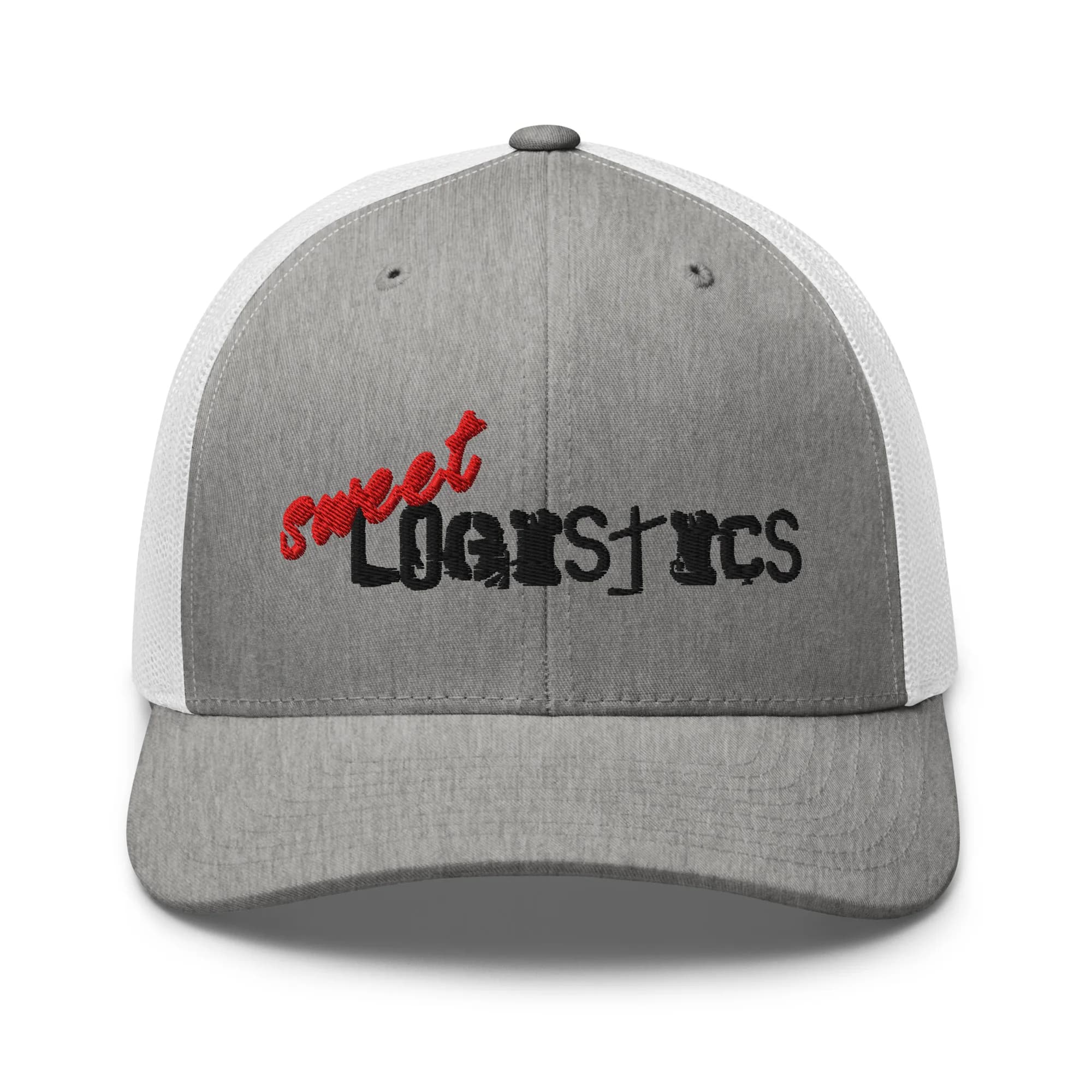 Sweet Logistics Embroidered Trucker Hat thumbnail, Heather Grey/White