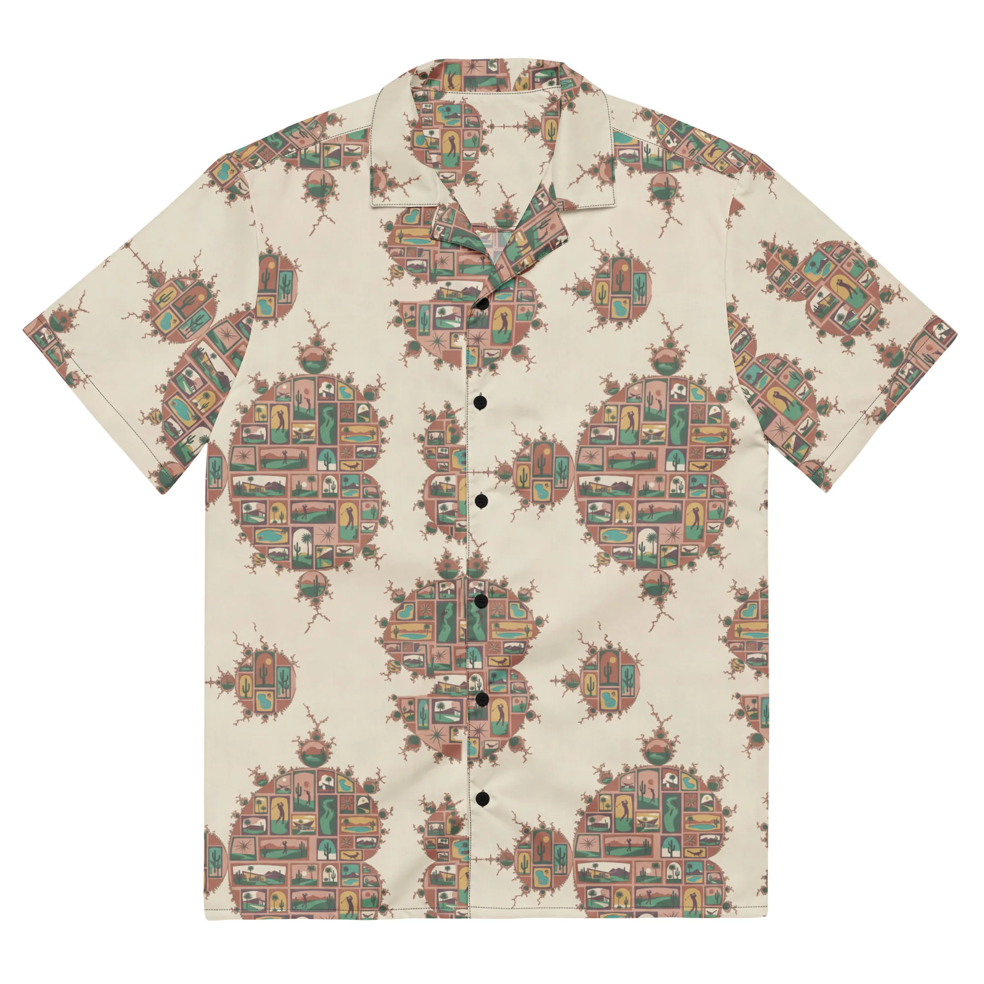 Desert Mandelbrot Sun-Washed Golf Button Shirt (Button shirt)