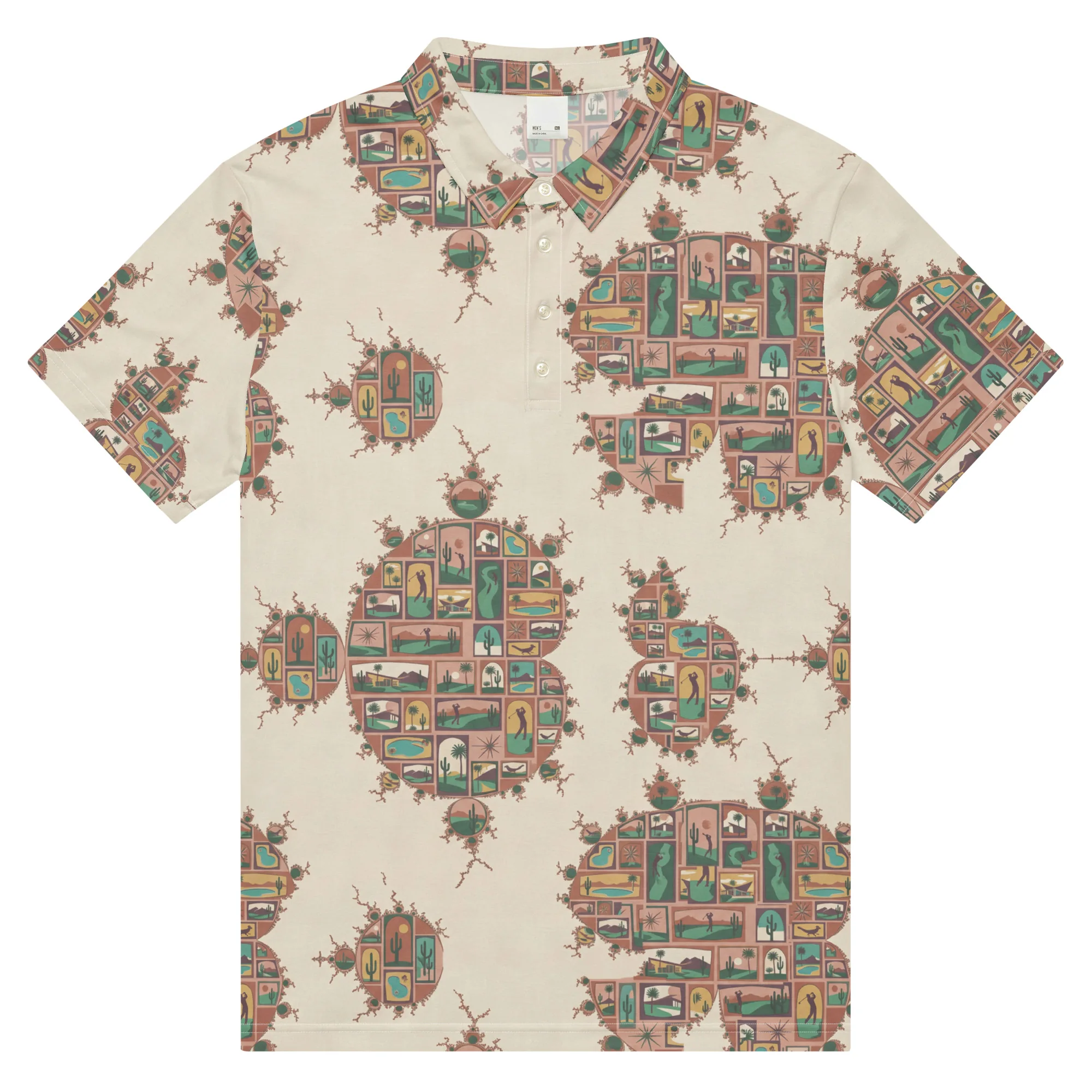 Desert Mandelbrot Sun-Washed Golf Polo (Polo)