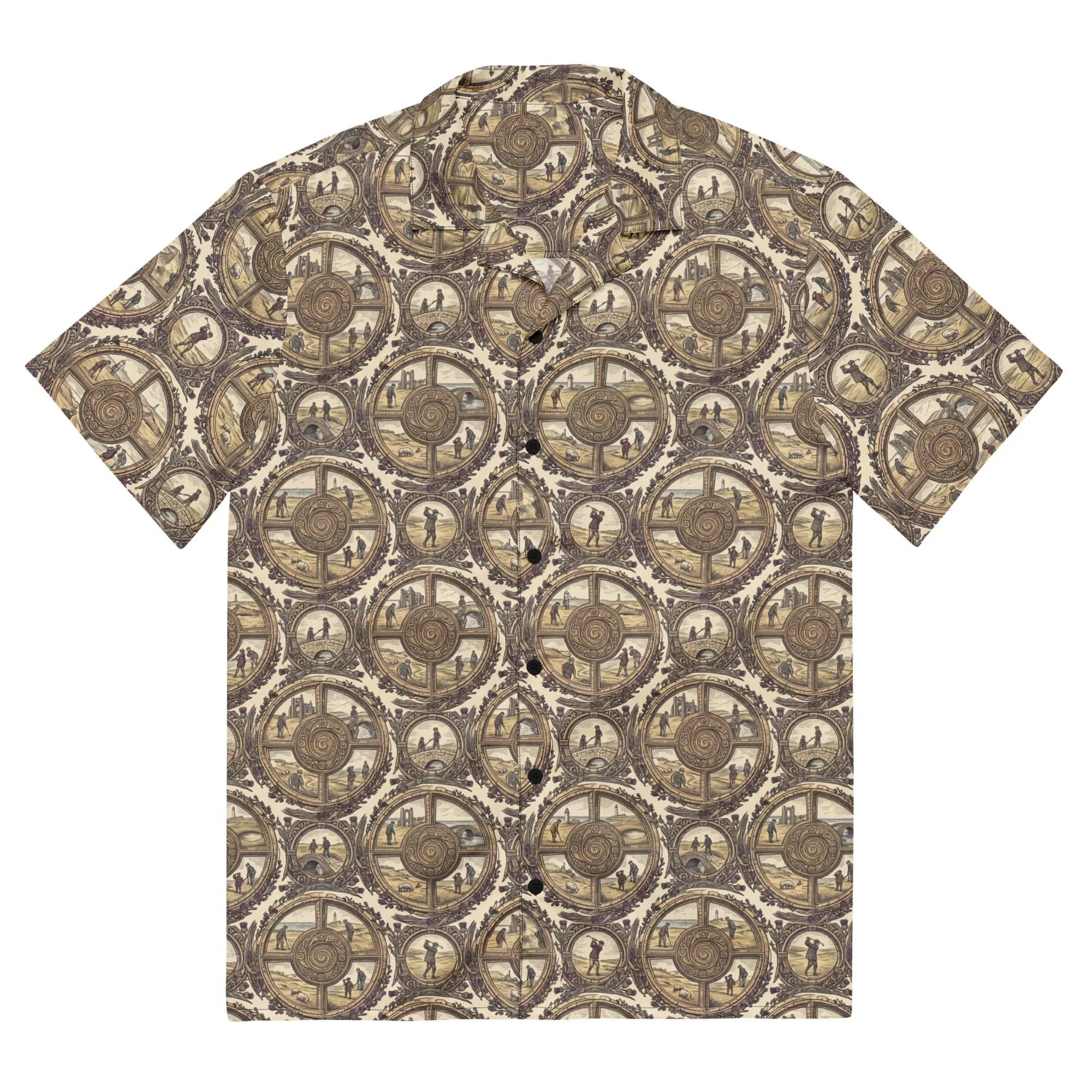 Links Golden Spiral Golf Button Shirt (Button shirt)