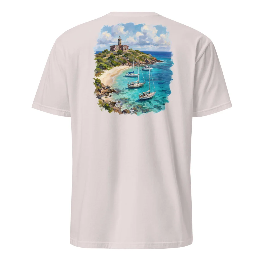Culebrita Lighthouse Cove Painting Tee thumbnail, Ice Grey