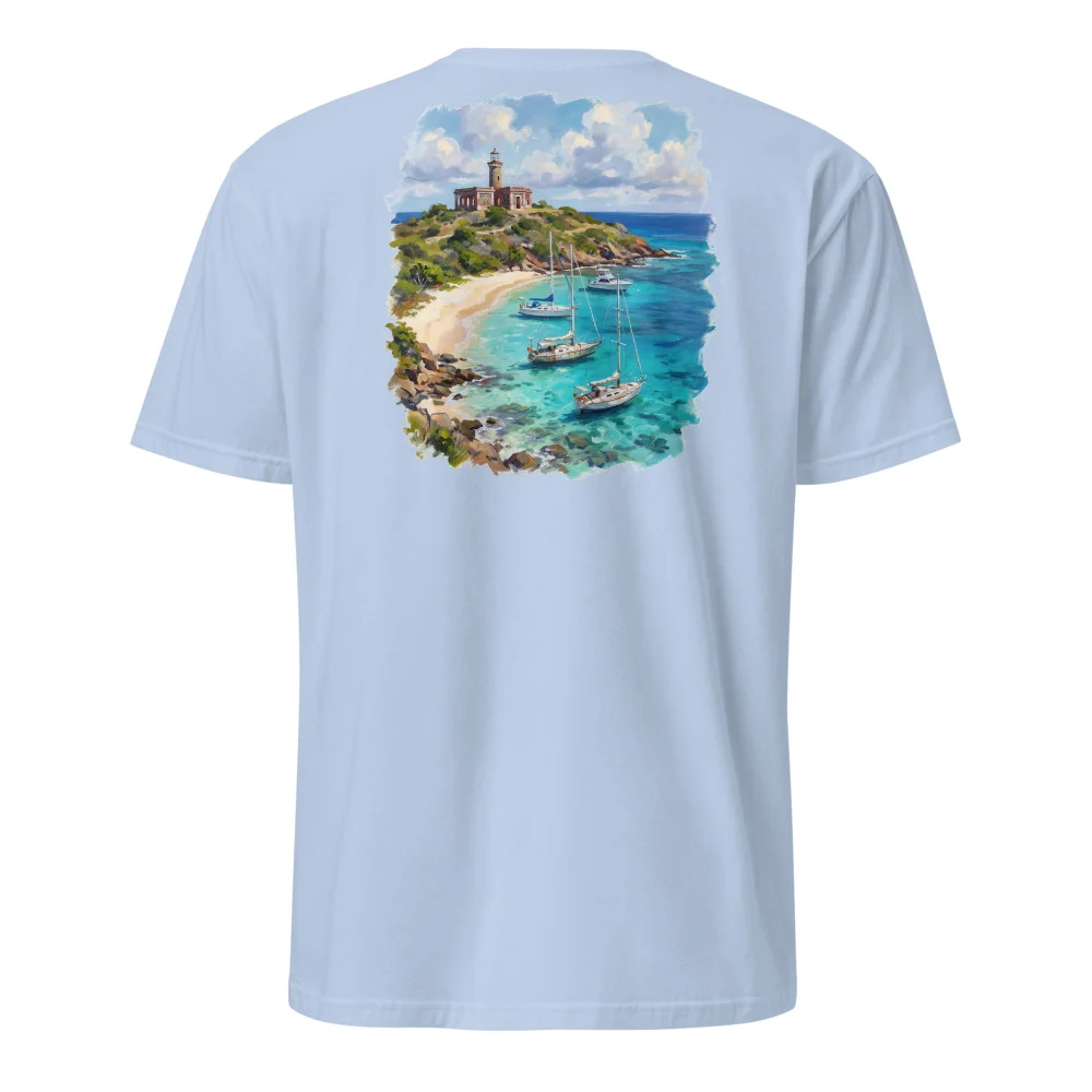 Culebrita Lighthouse Cove Painting Tee thumbnail, Light Blue