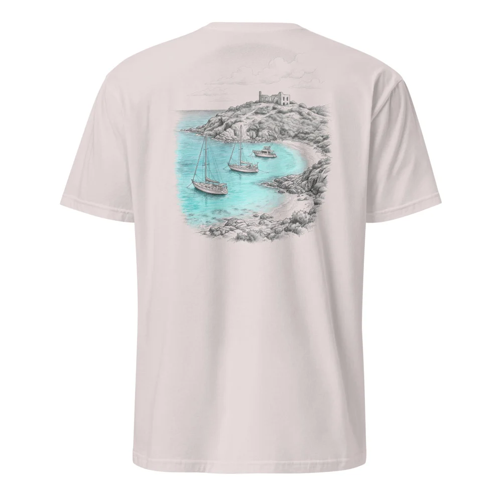 Culebrita Lighthouse Pencil Sketch Tee thumbnail, Ice Grey