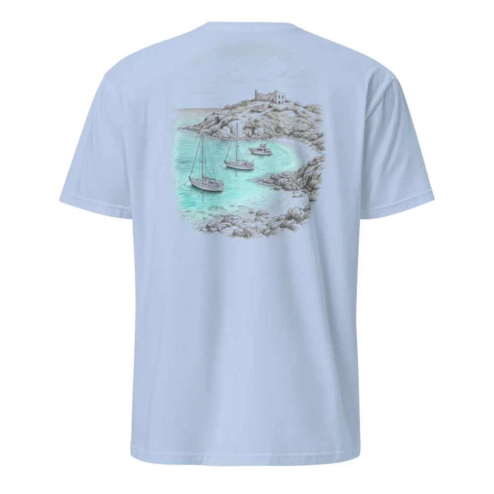 Culebrita Lighthouse Pencil Sketch Tee thumbnail, Light Blue